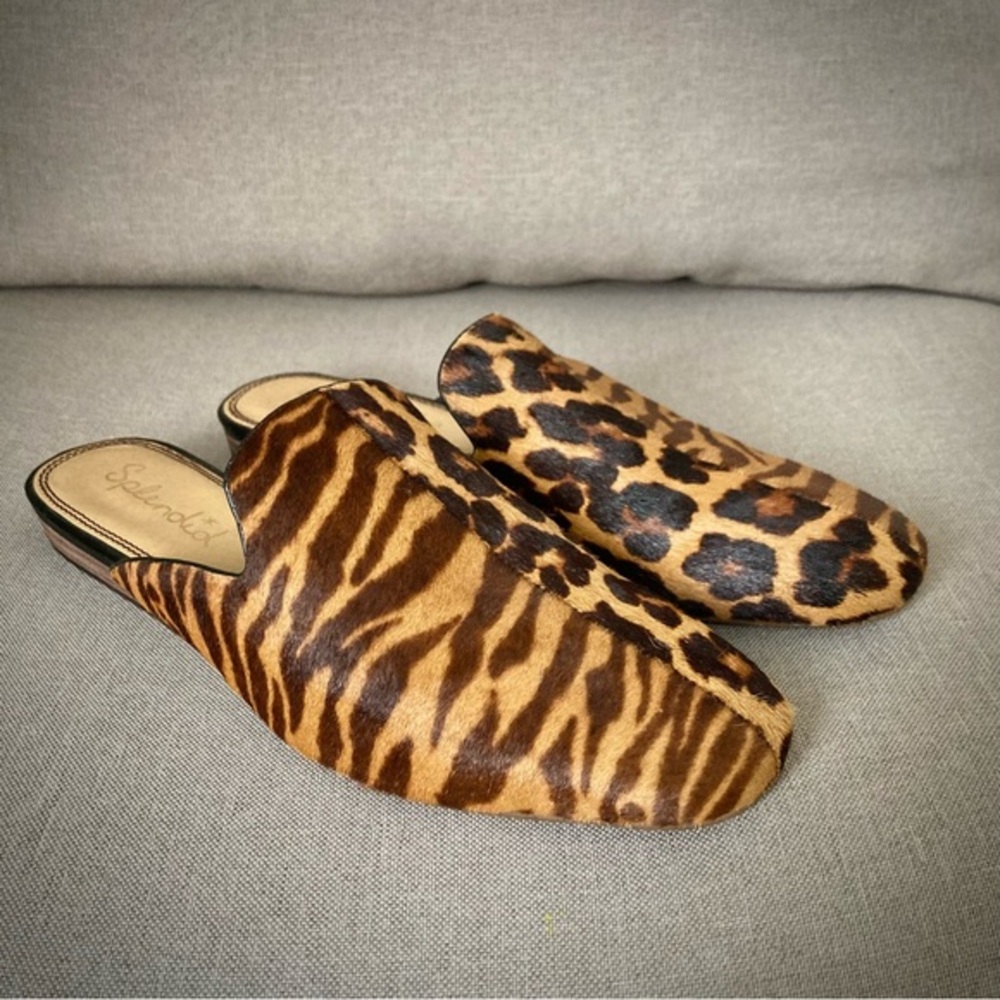 ✨ Splendid US 8.5 Leopard / Tiger Print Mule Flats Rounded Toe Leather Loafers